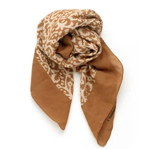 Parisienne Block Printed Kerchief | Fleur Golden Tumeric