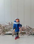 Handmade New England XC Skier Ornament | Frost Blue