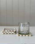 Scallop Edge Matcha Marble Box Coasters | Set of 4