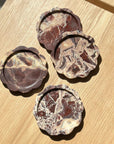 Scallop Edge Chocolate Marble Coasters | Set of 4