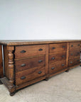 Antique Solid Oak 9-Drawer Haberdashery Chest of Drawers | France, 1900s