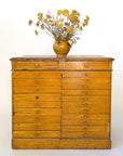 Antique Ochre Haberdashery 22 Drawer Mercantile Counter | Spain, 19th Century