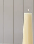 8" Fluted Beeswax Pillar Candle | Cream