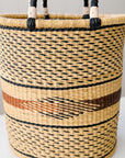 Handwoven Drum Laundry Basket | No. 10 Natural + Ink Black with Terracotta + Brown Stripe