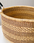 The Large Short Drum Basket No. 4 | Natural + Brown Stripe
