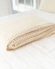 Waffle Knit Ivory Blanket | Twin