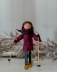 Handmade New England XC Skier Ornament | Burgundy