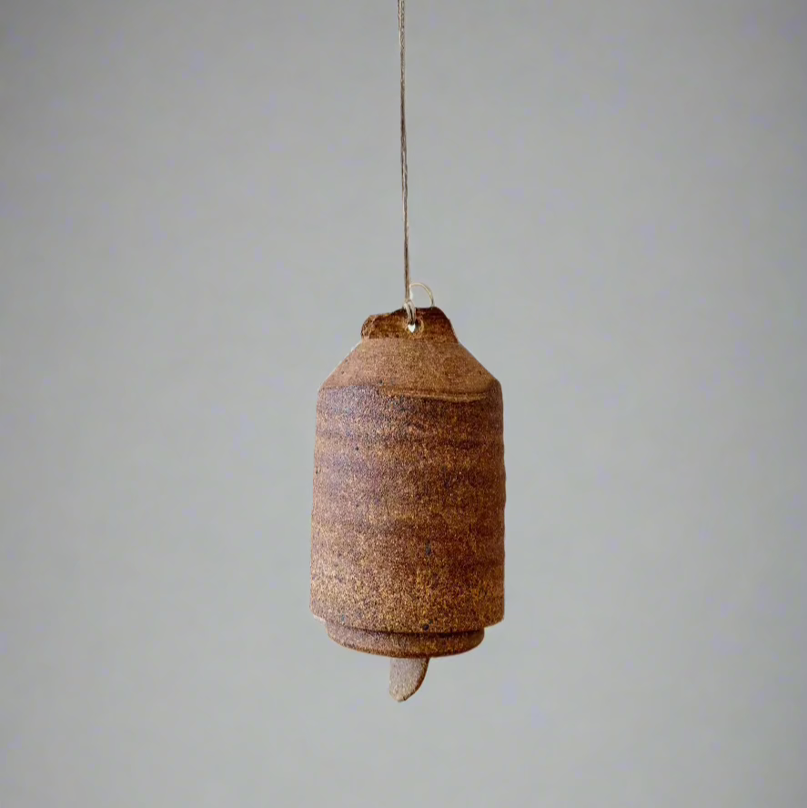 Hand Thrown Ceramic Hanging Bell | Desert Brown