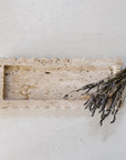 Scallop Edge Extra Long Box Tray | Travertine