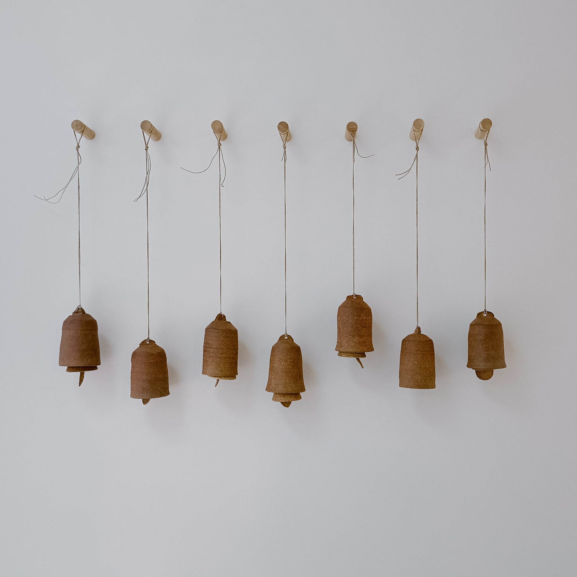 Hand Thrown Ceramic Hanging Bell | Desert Brown