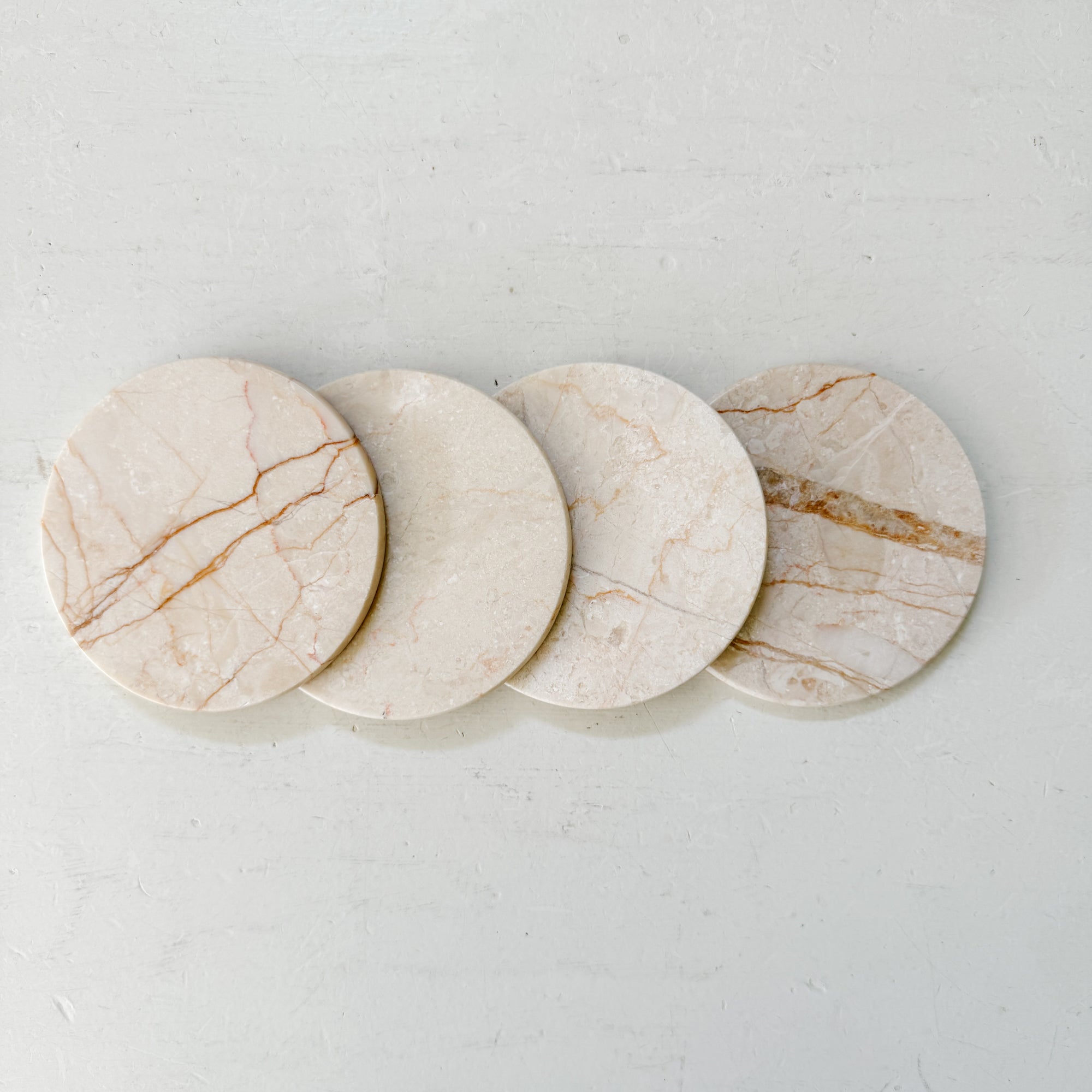 Almond Marble Oversized Coasters | Set of 4
