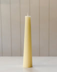 13.5" Fluted Beeswax Pillar Candle | Cream