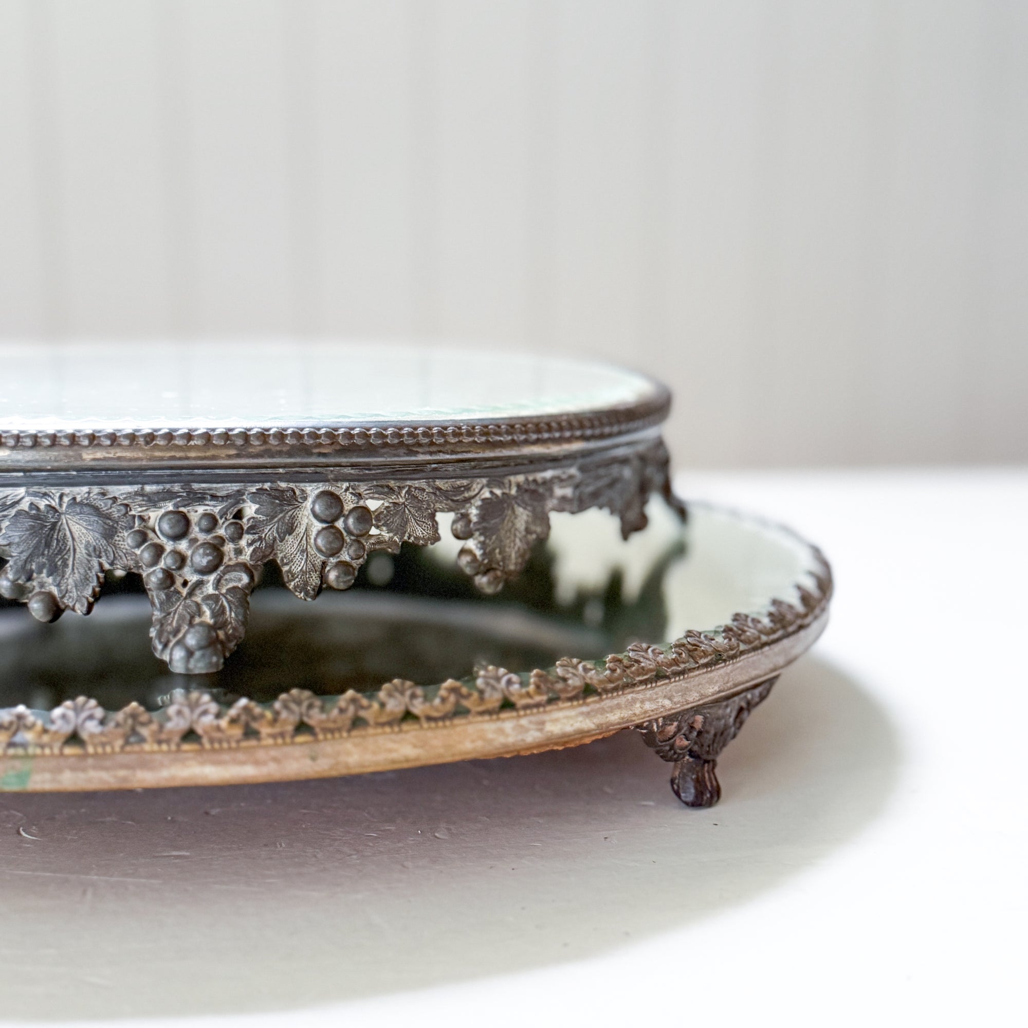 19th Century Antique Silver Mirror Plateau Trays