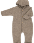 Organic Baby Wool Fleece Hooded Coverall | Walnut
