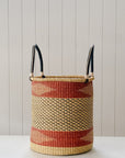 Handwoven Drum Laundry Basket No. 1 | Clay + Navy Pattern