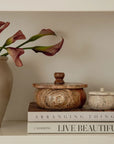 Ruffled Travertine Lidded Trinket Dish | Bone