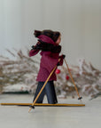 Handmade New England XC Skier Ornament | Burgundy