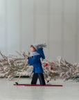 Handmade New England XC Skier Ornament | Frost Blue