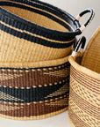 The Large Short Drum Basket No. 5 | Brown + Dark Navy