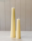 8" Fluted Beeswax Pillar Candle | Cream