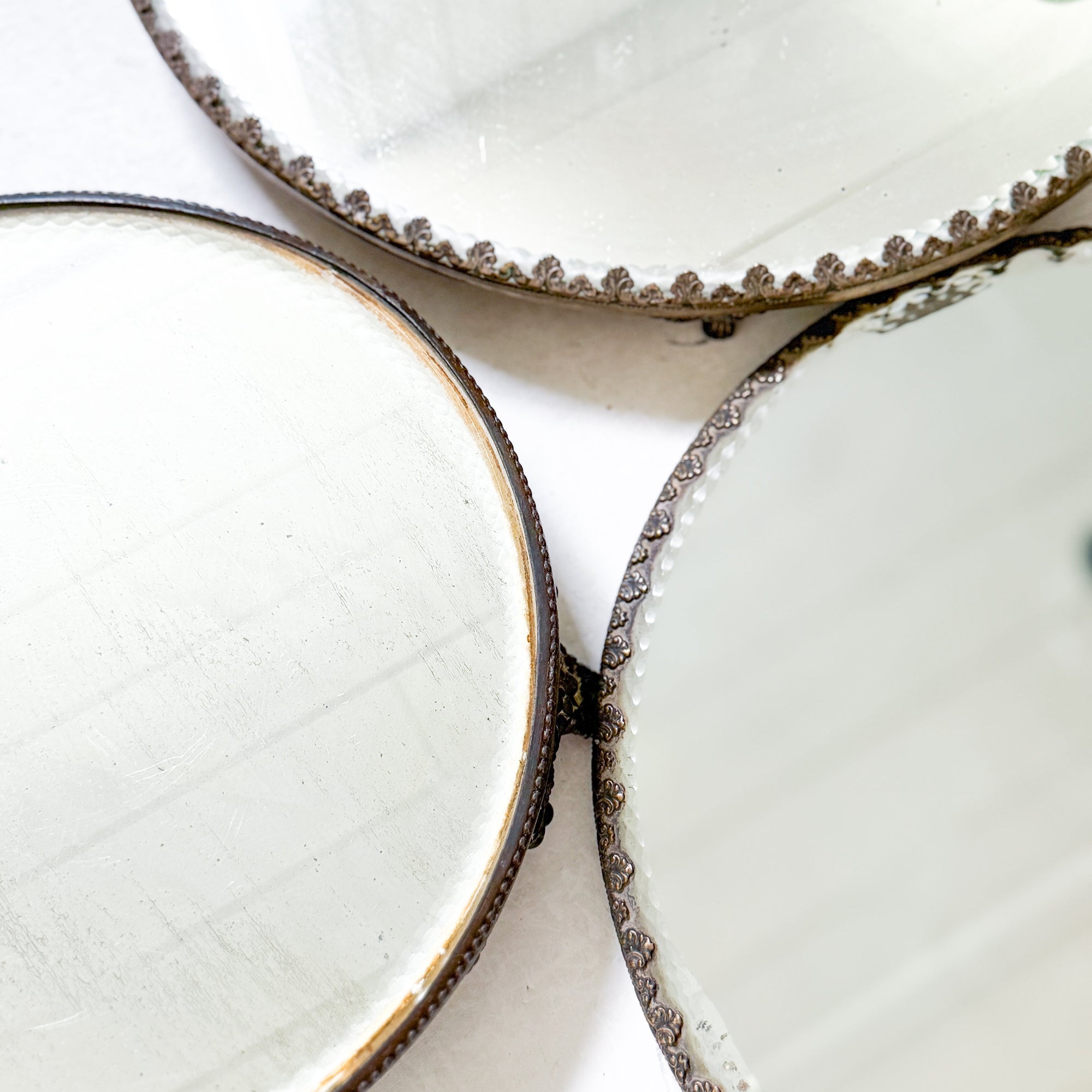 19th Century Antique Silver Mirror Plateau Trays