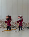 Handmade New England XC Skier Ornament | Burgundy