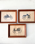 Collection of Framed Vintage Cars circa 1800s & 1900s