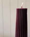 8" Fluted Beeswax Pillar Candle | Sangria