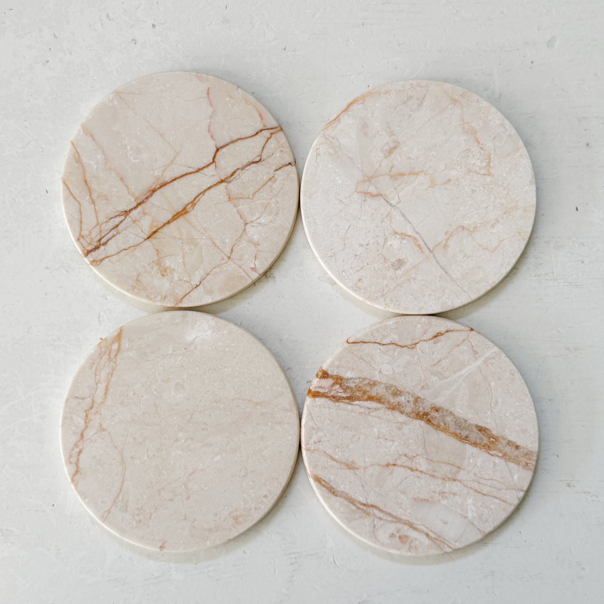 Almond Marble Oversized Coasters | Set of 4