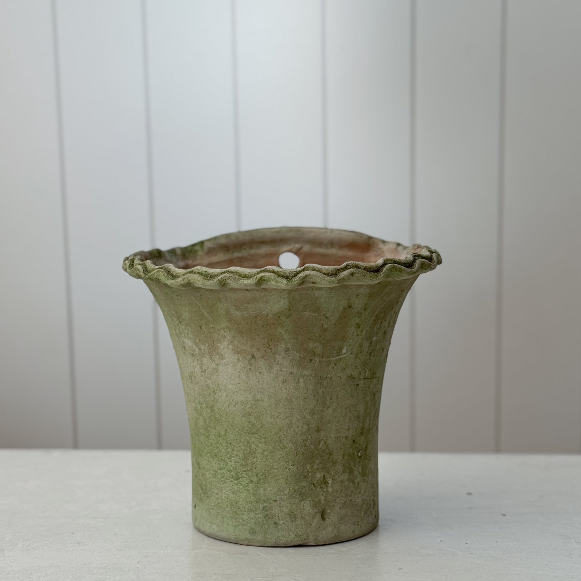 Aged Terra Cotta Piecrust Wall Planter