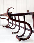 Vintage French Thonet Style Bentwood 7 Hook Coat & Hat Rack with Shelf