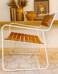 Tag Sale | Fermob Surprising Teak Low Arm Chair | Cotton White Floor Model