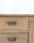 Antique Pine 8-Drawer Console with Patinaed Cup Pulls | France