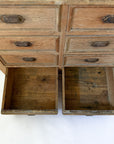 Antique Pine 8-Drawer Console with Patinaed Cup Pulls | France
