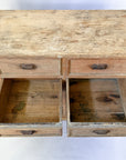 Antique Pine 8-Drawer Console with Patinaed Cup Pulls | France