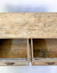 Antique Pine 8-Drawer Console with Patinaed Cup Pulls | France