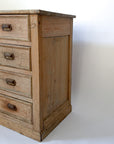 Antique Pine 8-Drawer Console with Patinaed Cup Pulls | France
