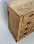 Antique Pine 8-Drawer Console with Patinaed Cup Pulls | France