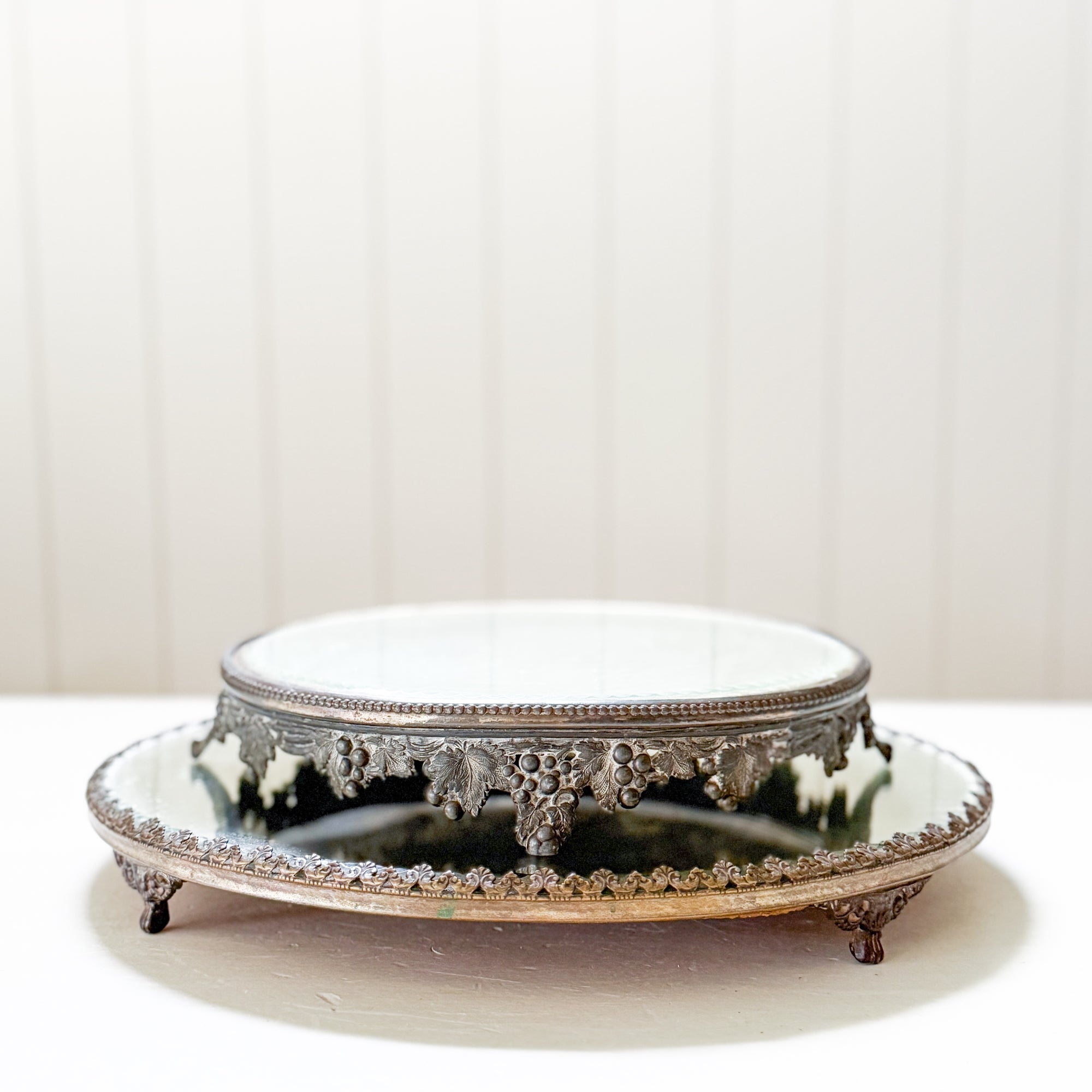 19th Century Antique Silver Mirror Plateau Trays