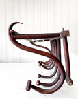 Vintage French Thonet Style Bentwood 7 Hook Coat & Hat Rack with Shelf