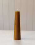 8" Fluted Beeswax Pillar Candle | Burnt Amber