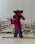 Handmade New England XC Skier Ornament | Burgundy