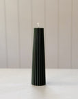 8" Fluted Beeswax Pillar Candle | Forest Green