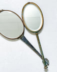 Antiqued Brass Filigree Hand Held Vanity Mirrors