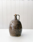 Vintage French Glazed Speckled Olive Oil Stoneware Pitcher with Handle | No. 25