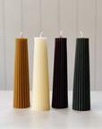 8" Fluted Beeswax Pillar Candle | Burnt Amber