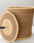 Handwoven Lidded Laundry Basket | No. 3 Natural + Terracotta
