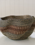Small Pakurigo Wave Basket No. 9 | Brown + Ink Black