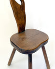 Vintage French Brutalist Carved Accent Chair