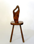 Vintage French Brutalist Carved Accent Chair